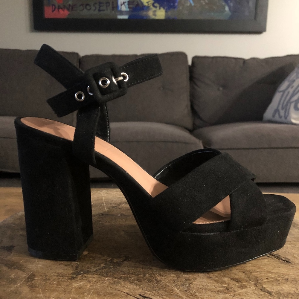 Topshop Black Velvet Heels